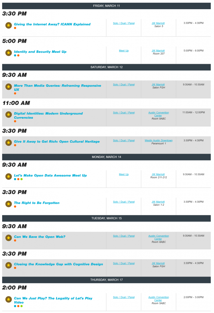 sxsw schedule