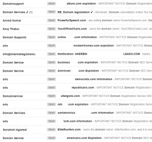 spam emails from whois