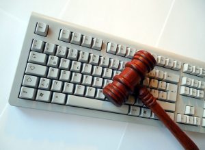 gavel on keyboard