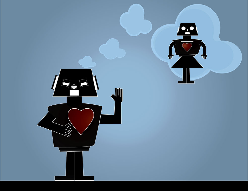 robot dreaming of his love