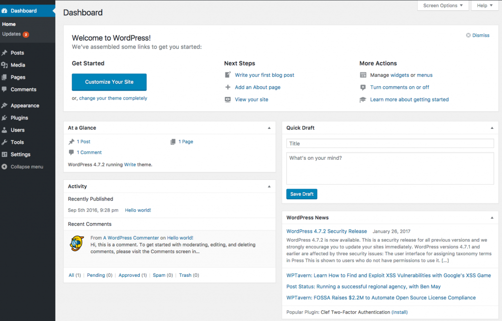 WordPress Dashboard
