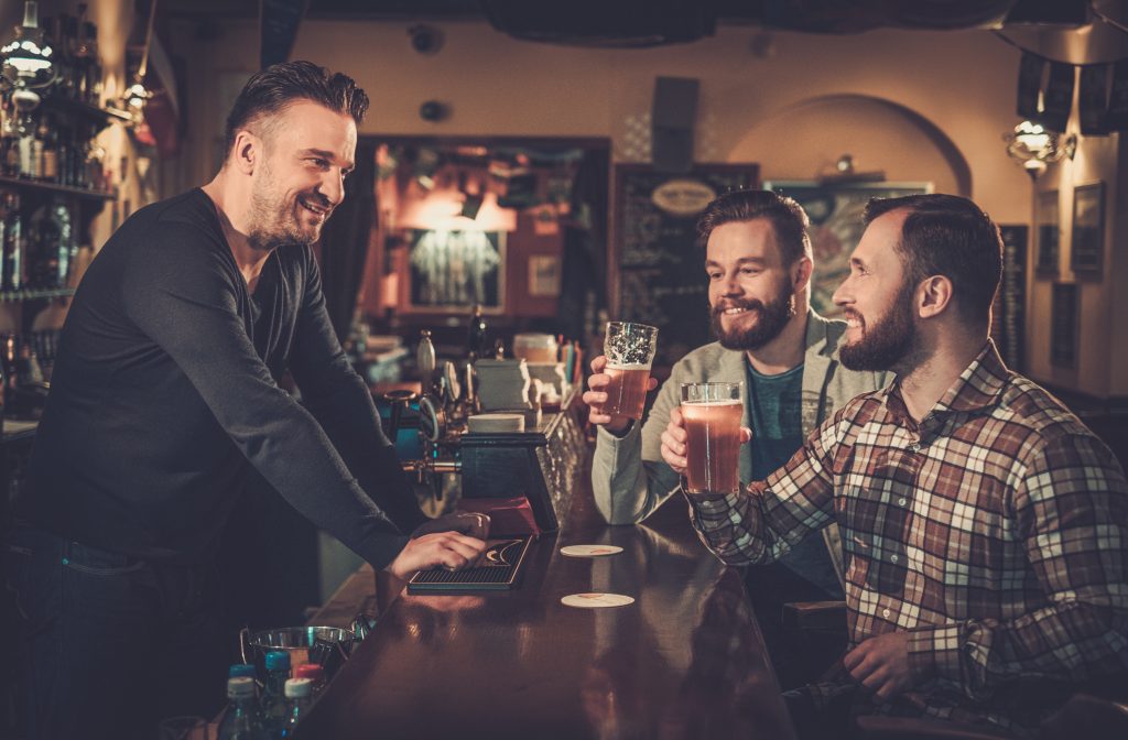 friends in Irish pub