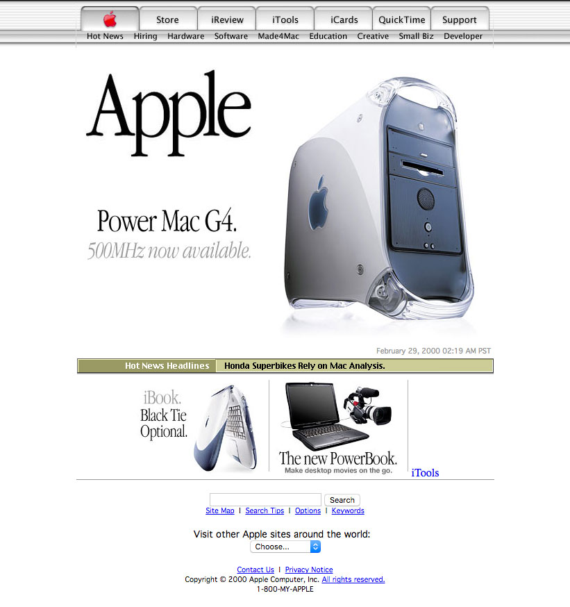 snapshot of apple.com in 2000