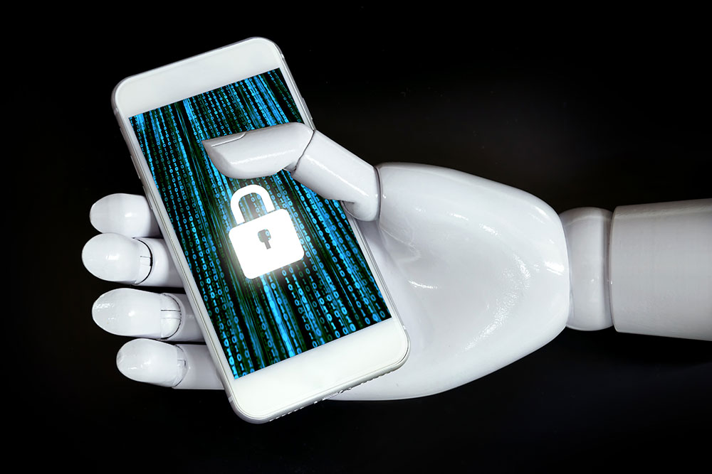 robot with locked smartphone