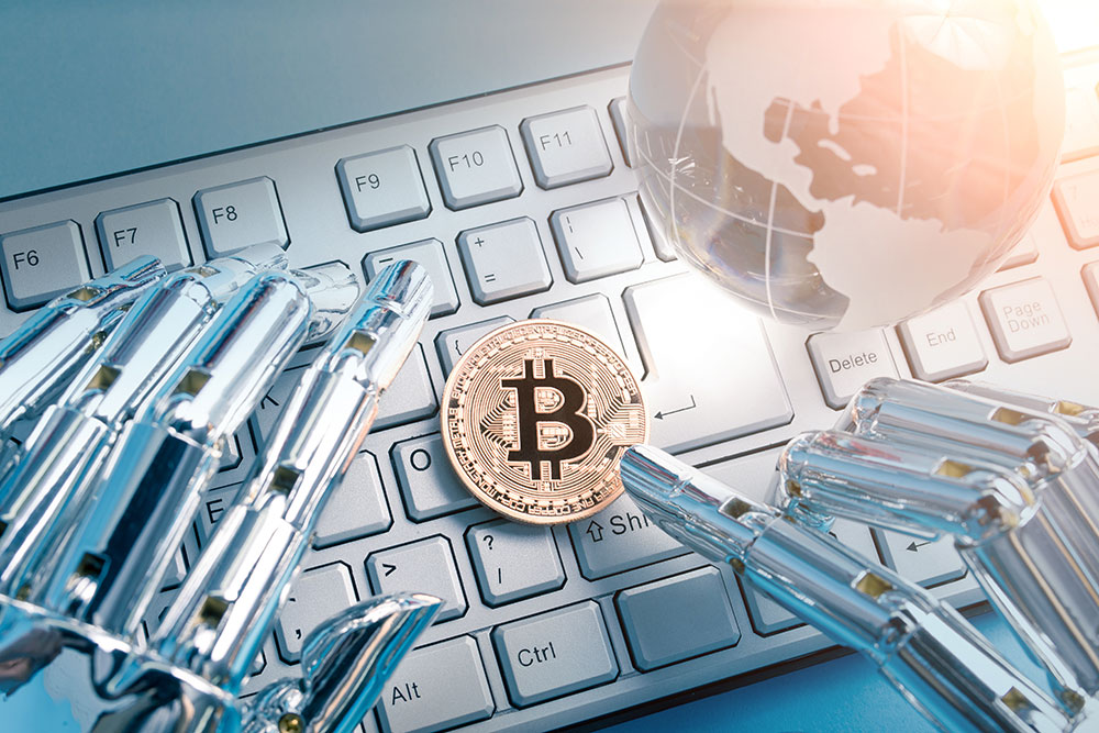 robot with bitcoin