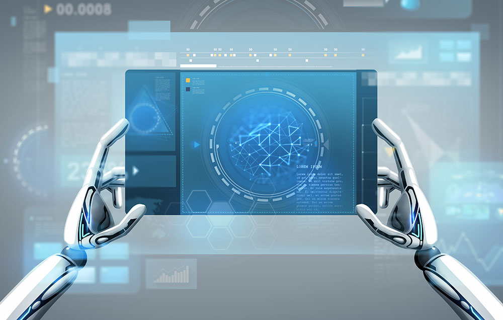 robot hands using computer