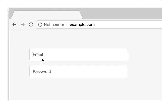Graphic that shows how Google treats sites that are not secure