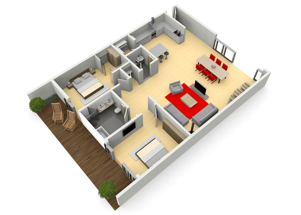 CGI image of furnished apartment