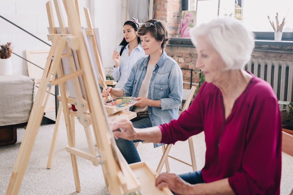women in a painting class