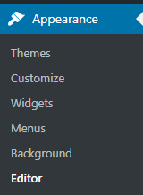 screenshot from WordPress Dashboard showing Editor