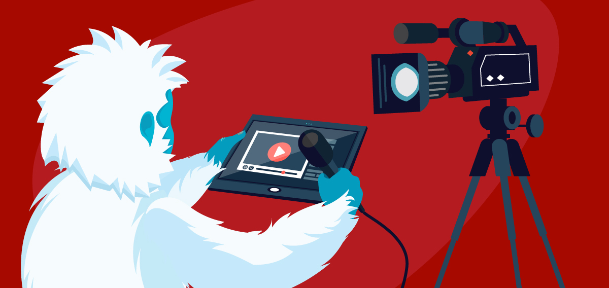 Yeti creating multimedia for his website