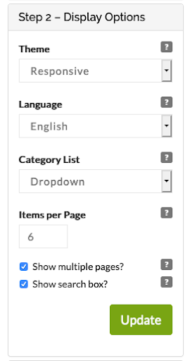 display options