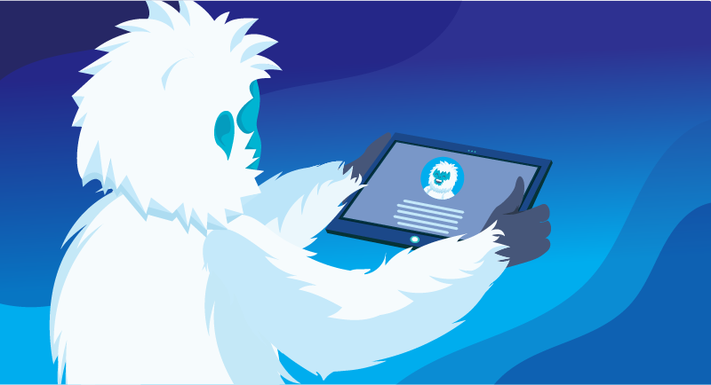 yeti reviewing email on iPad