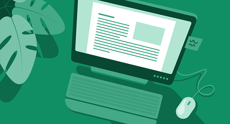 composing a blog on a computer