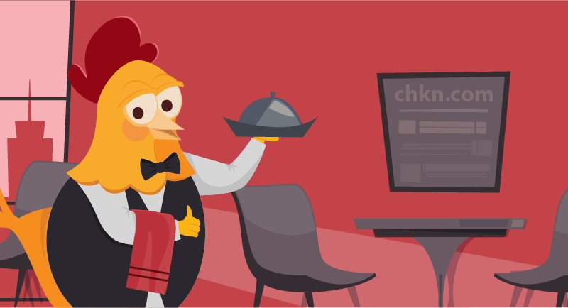 chicken serving up domains at a restaurant