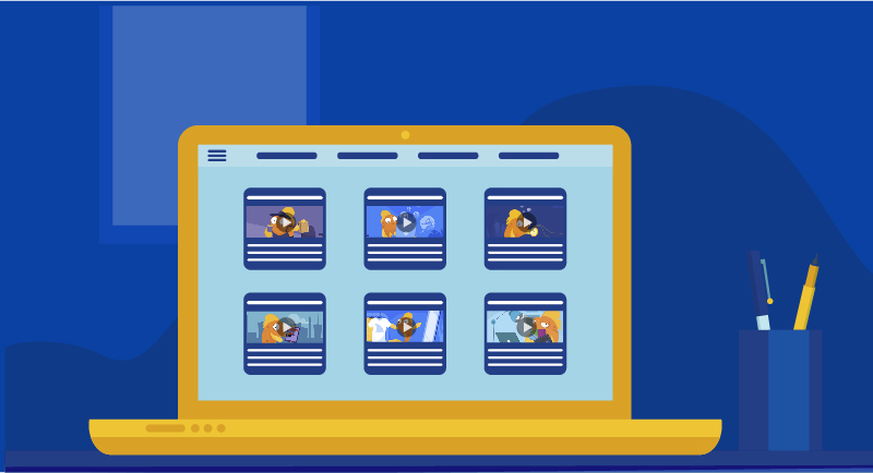Online course on laptop