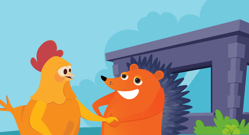 hedgehog and chicken making a personal connection