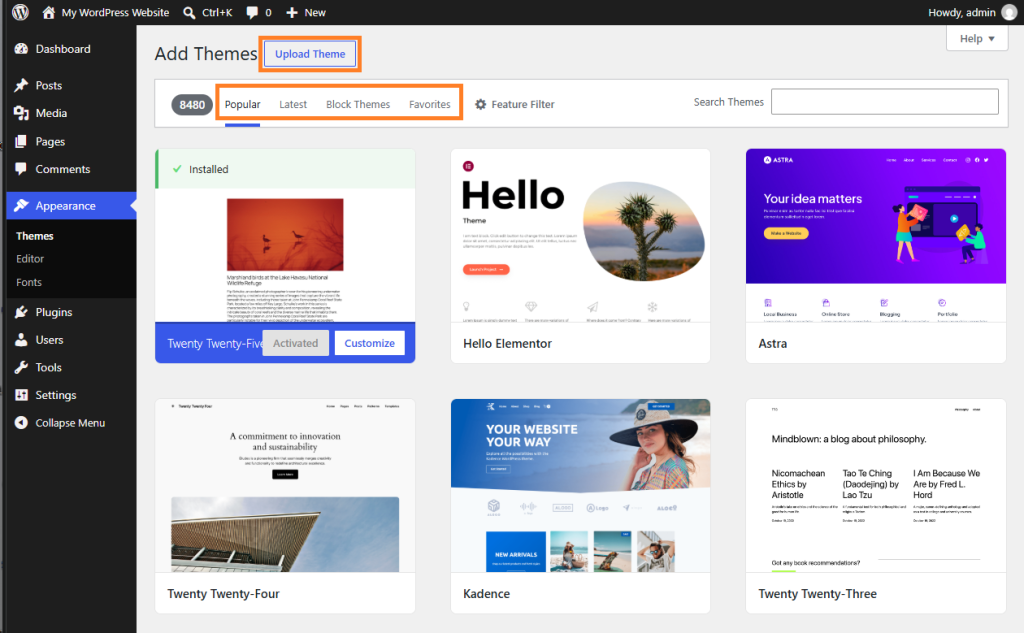 Themes screenshot