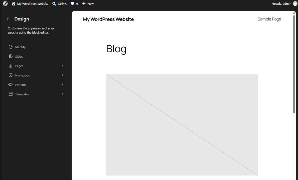 Site editor screenshot