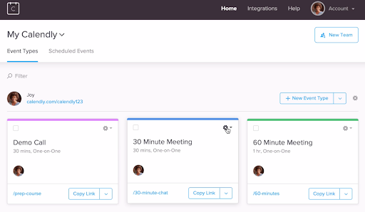 screenshot of calendly.com