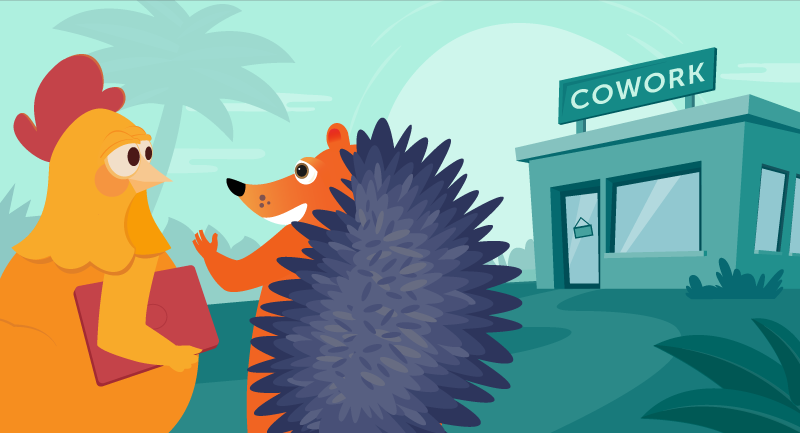 chicken and hedgehog chatting together