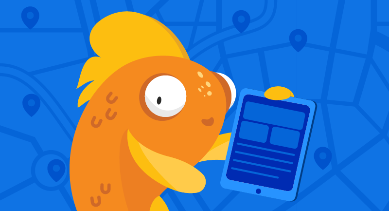 fish with online store on tablet