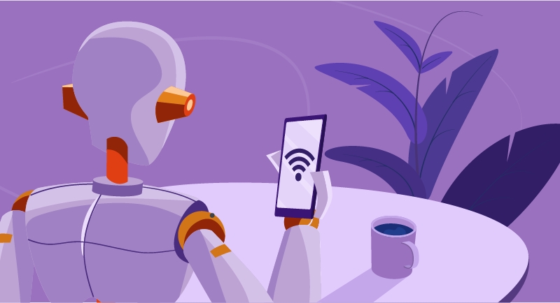 Robot on wi-fi on mobile device