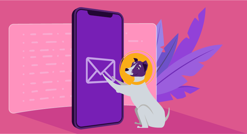 dog using email on secure mobile device