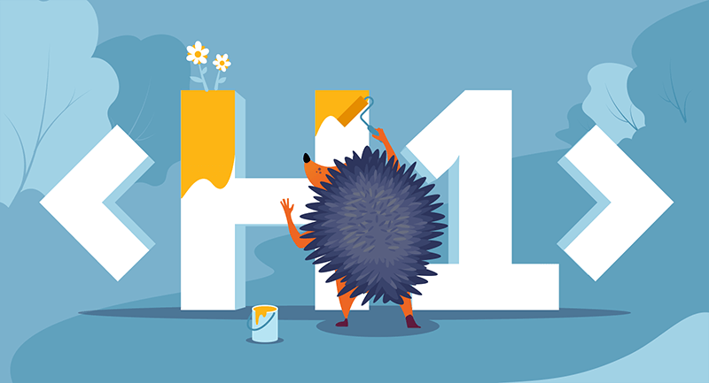 hedgehog painting an H1 tag
