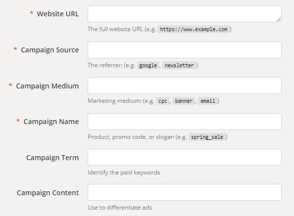 Screenshot of Google Analytics URL Builder tool