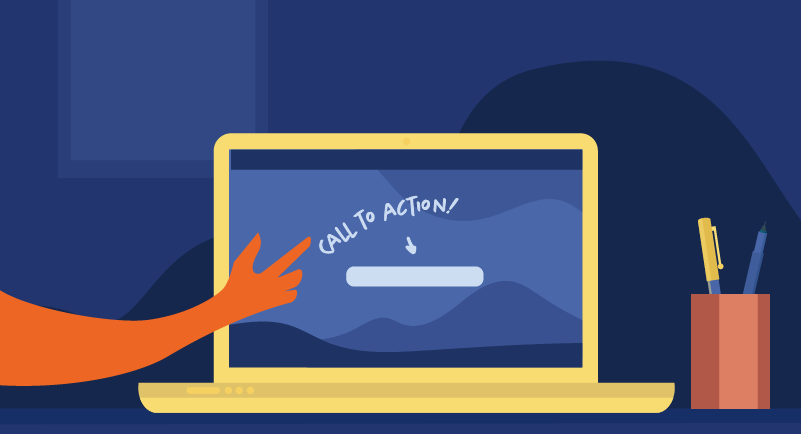 call to action on laptop