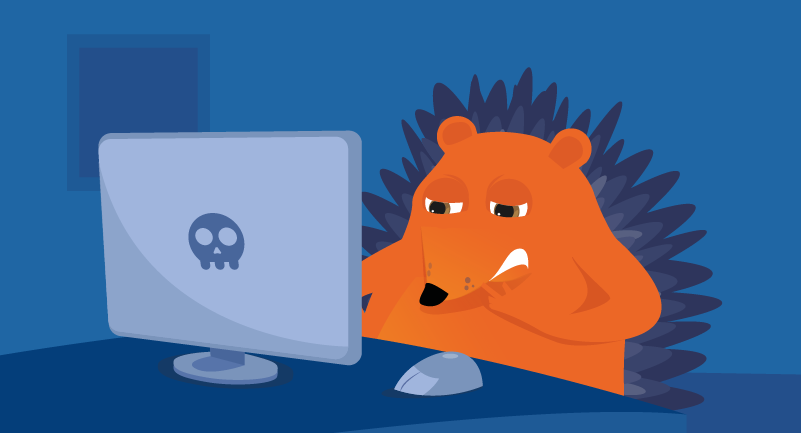 Hedgehog frustrated by malware