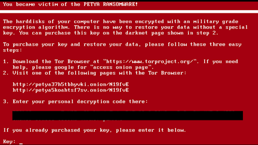 screenshot of petya ransomware