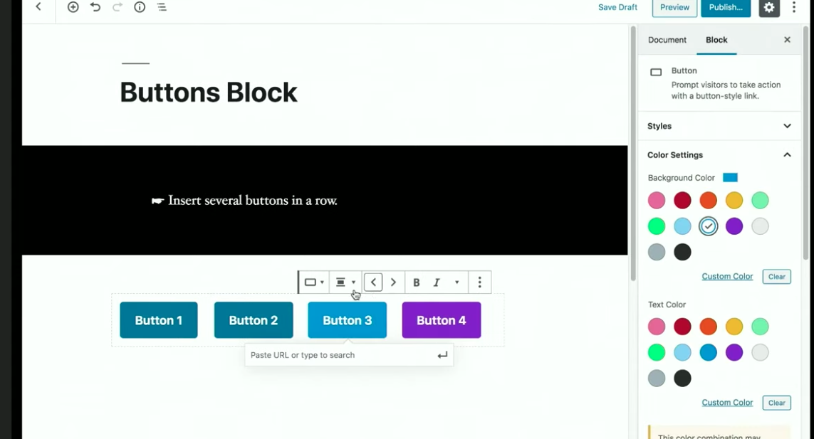 Screenshot of button block