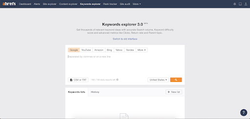 ahrefs keywords explorer