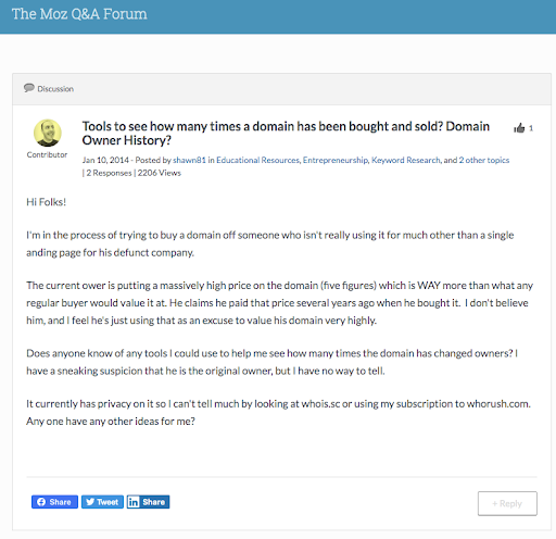 screenshot of Moz Forums