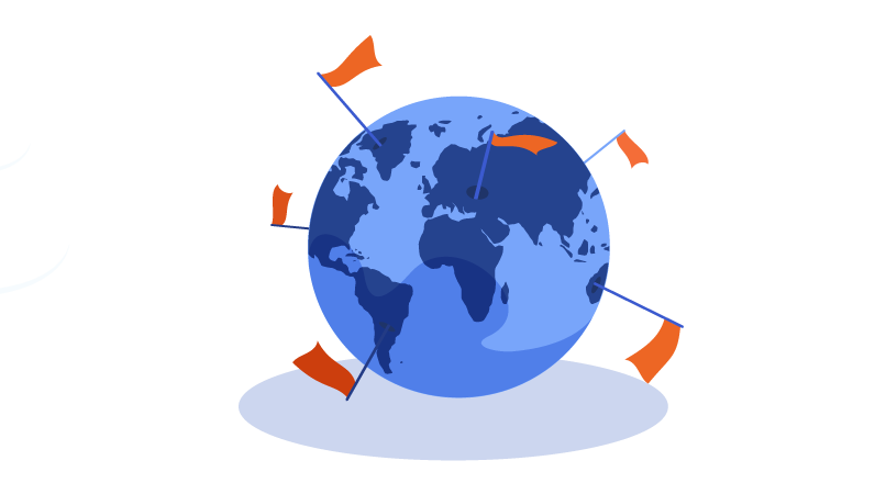 Globe with flags indicating WordPress users around the world