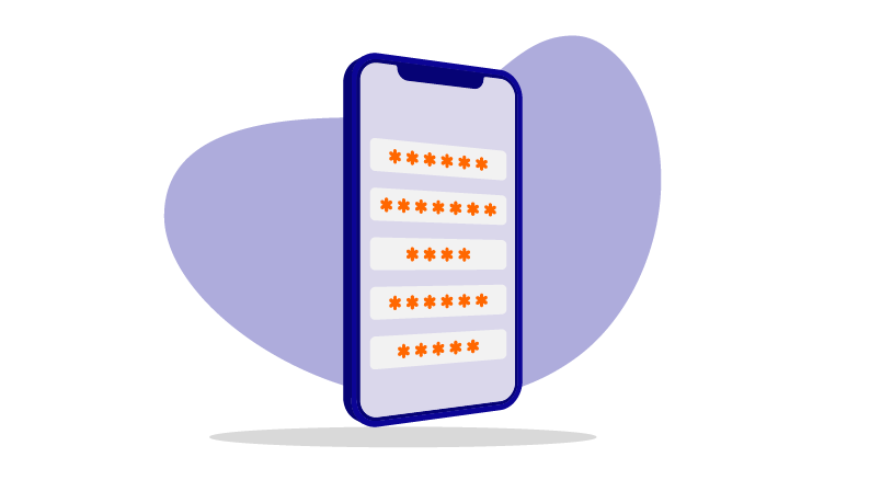 mobile device with asterisks for passwords