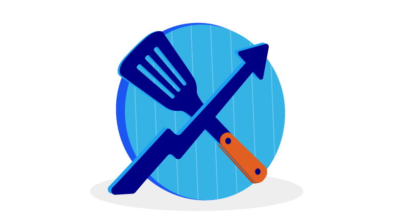 plate with spatula and arrow