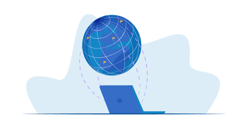 Laptop searching global network