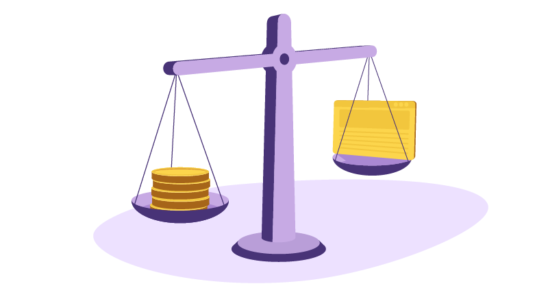 scale weighing gold vs domains