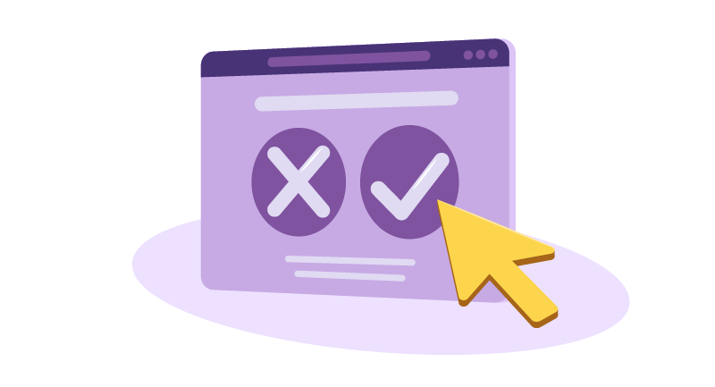 arrow pointing to checkmark vs x
