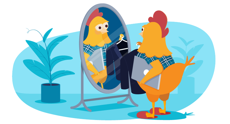 Chicken dressing up to go to work from home