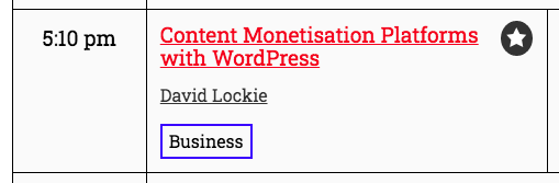 screenshot from WordCamp US program