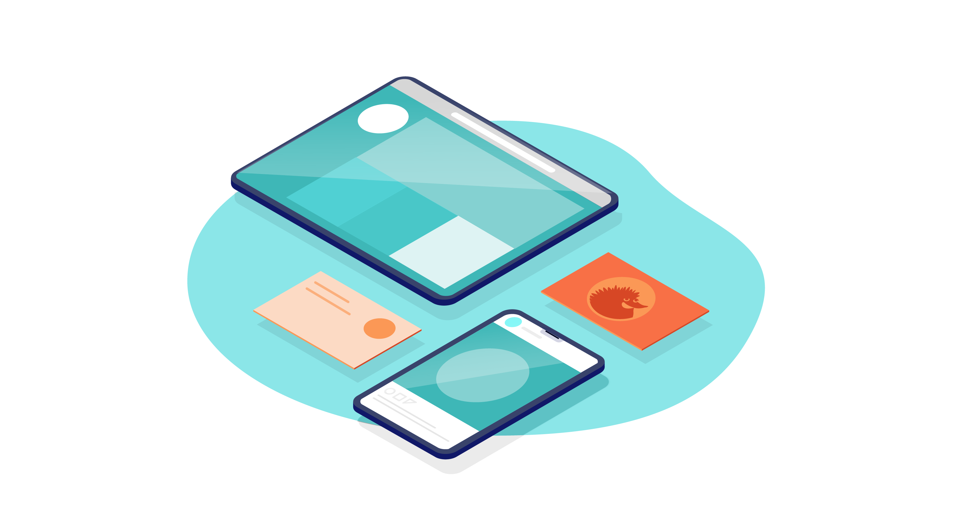 logo design on electronic devices and business cards
