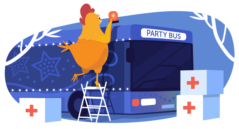 chicken converting party bus to helping deliver supplies