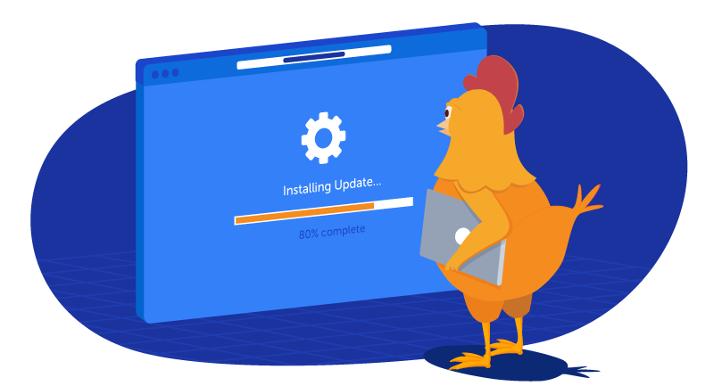 chicken updating her software