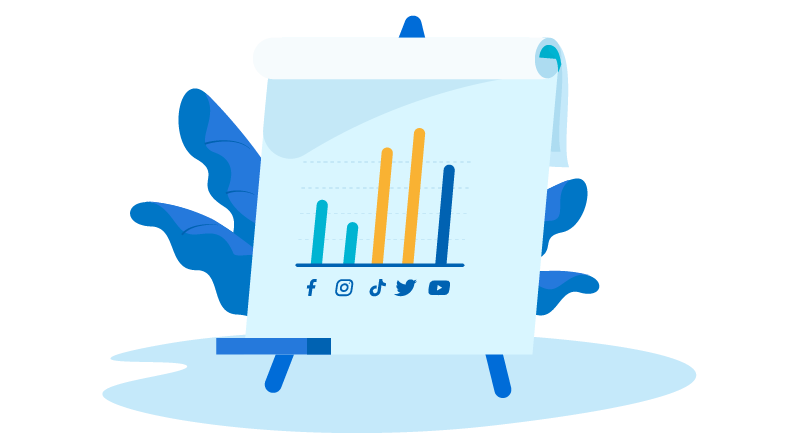 Chart with different social media icons