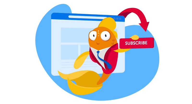 fish holding subscribe button