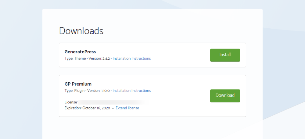Downloading GeneratePress Premium